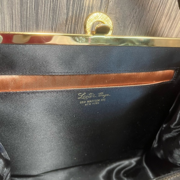 Vintage Black Embossed Lester Bags Purse - Picture 8 of 11